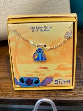 Disney Stitch Fine Silver Plated Enamel Pendant Necklace